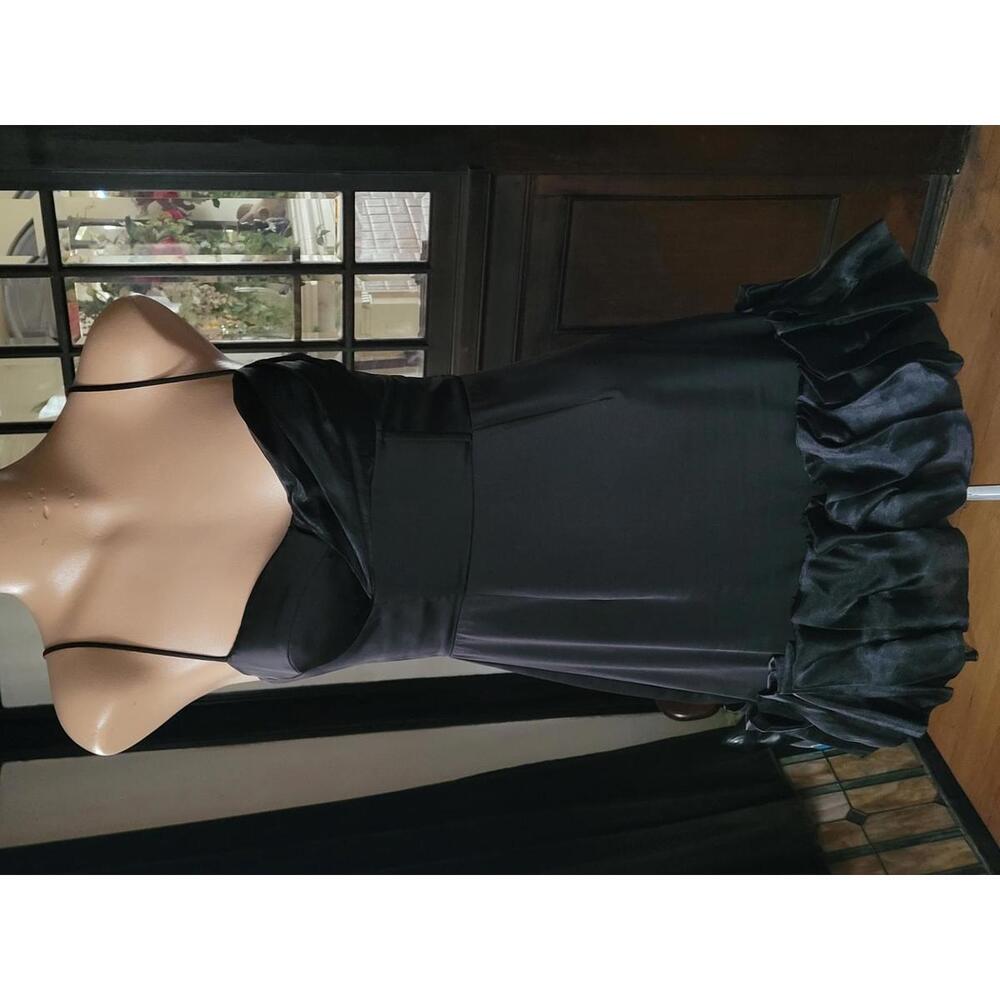Angel Biba Mini Dress Babydoll Black Dark Coquette Tier Chiffon Ruffle Prom S